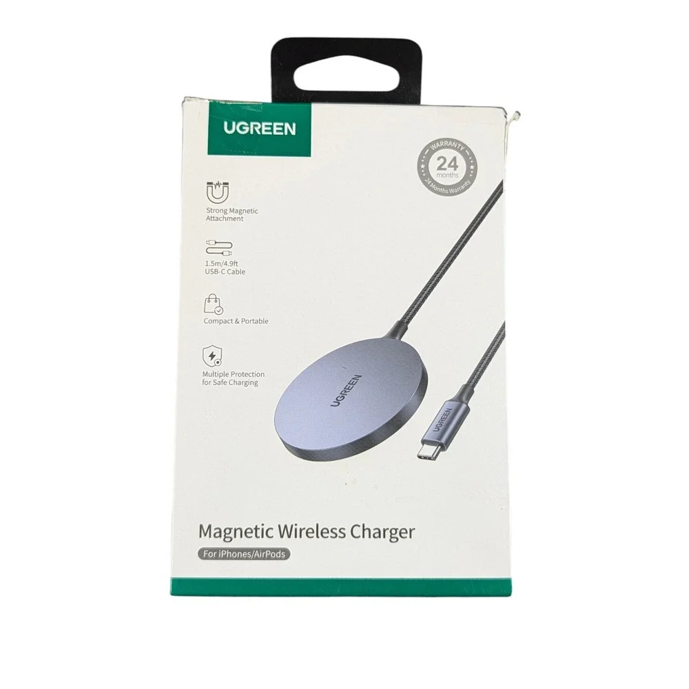 Cc7O UGREEN - Magnetic Wireless Charger for iPhone 17 - 12 / Airpods Magsafe Gry